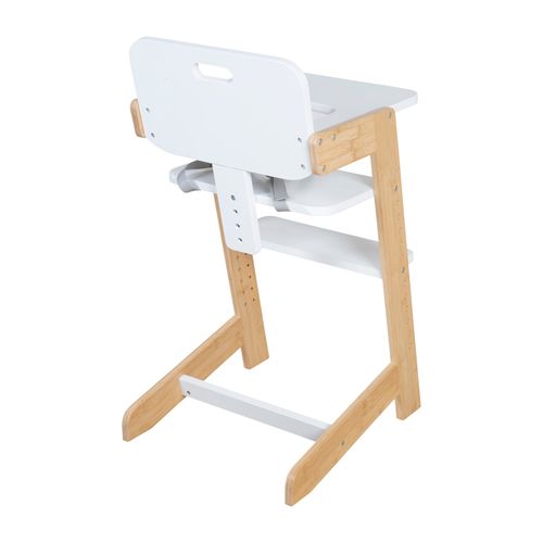 Chaise Haute Évolutive En Bambou Fsc® Avec Plateau Repas Nature Up - Blanc / Naturel