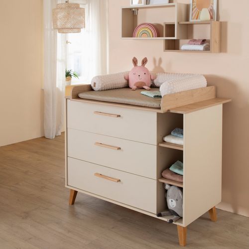 Chambre Bébé Complète - Lit Évolutif + Commode à Langer + Armoire - Cashmere Et Châtaignier - Jil
