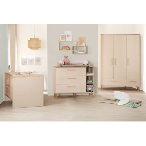 Chambre Bébé Complète - Lit Évolutif + Commode à Langer + Armoire - Cashmere Et Châtaignier - Jil