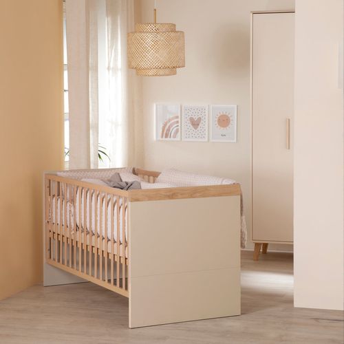 Chambre Bébé Complète - Lit Évolutif + Commode à Langer + Armoire - Cashmere Et Châtaignier - Jil