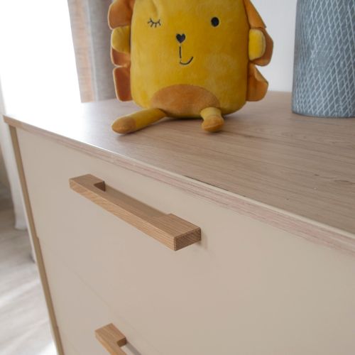 Chambre Bébé 2 Pièces - Lit Évolutif 70x140 + Commode à Langer - Cashmere Et Châtaignier - Jil