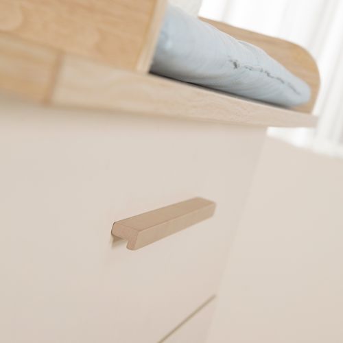 Commode à Langer Évolutive Sidney - 3 Tiroirs - Pieds Et Poignées En Bois Massif - Beige