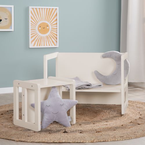 Ensemble Table Et Chaise Réversibles Pour Enfants - 3 Hauteurs D'assise - Bois Laqué Beige