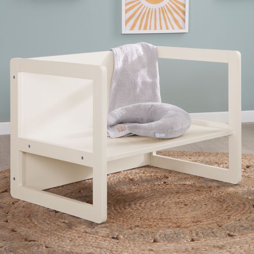Ensemble Table Et Chaise Réversibles Pour Enfants - 3 Hauteurs D'assise - Bois Laqué Beige