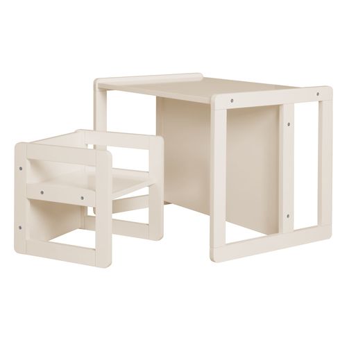 Ensemble Table Et Chaise Réversibles Pour Enfants - 3 Hauteurs D'assise - Bois Laqué Beige