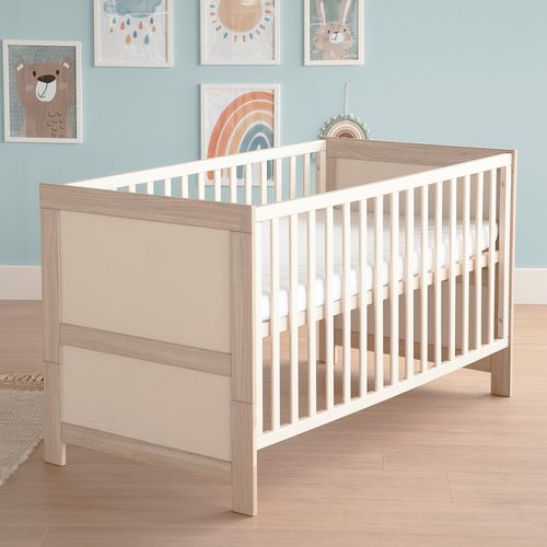 Chambre Bébé Évolutive - Lit 70x140 + Commode à Langer - Beige Et Chêne - Momo