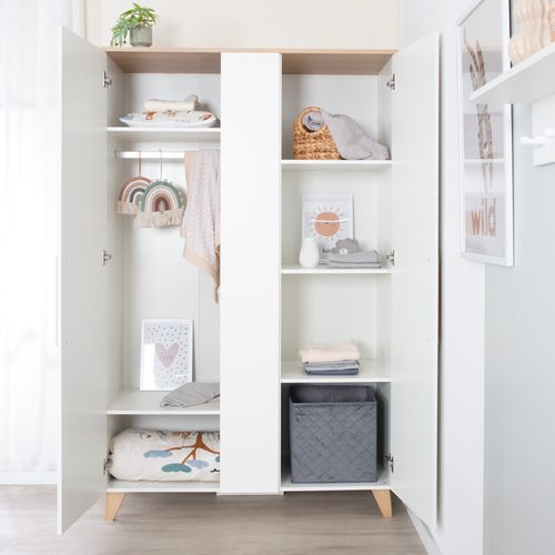 Armoire Enfant  Leon 2,5 Portes – Blanc / Chêne Clair