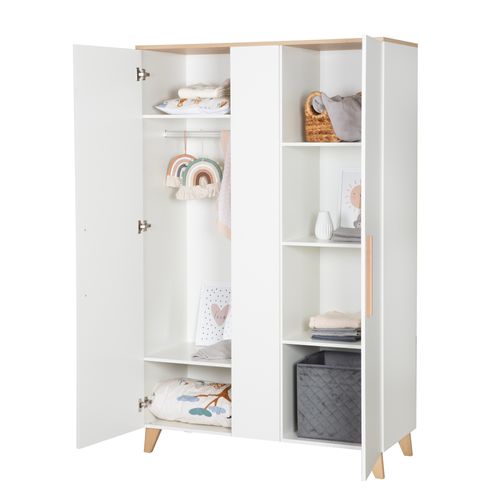 Armoire Enfant  Leon 2,5 Portes – Blanc / Chêne Clair