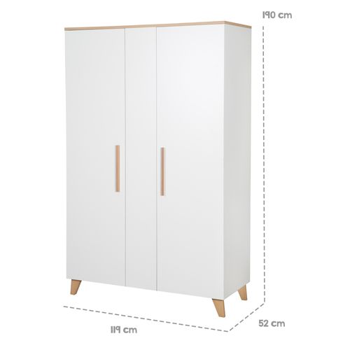 Armoire Enfant  Leon 2,5 Portes – Blanc / Chêne Clair