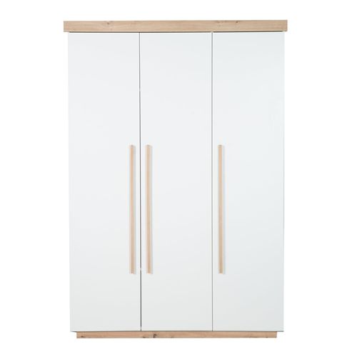 Armoire Enfant 3 Portes - Fermeture Douce - Blanc Et Chêne - Lumo