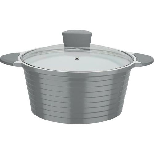 Faitout Fonte D'aluminium - Bolero - 28 Cm - Induction - Gris / Blanc