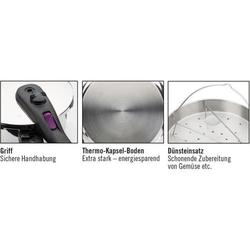 Autocuiseur - Rapide - 22 Cm - 6 L - Induction - Acier Inoxydable