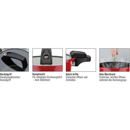 Cuiseur Basse Pression - 24 Cm - 6 L - Aluminium Forgé - Induction - Rouge