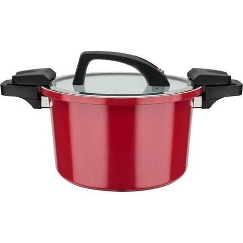 Cuiseur Basse Pression - 24 Cm - 6 L - Aluminium Forgé - Induction - Rouge