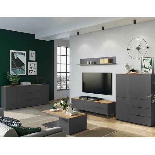 Etagère Murale Gris Anthracite Et Bois Costal