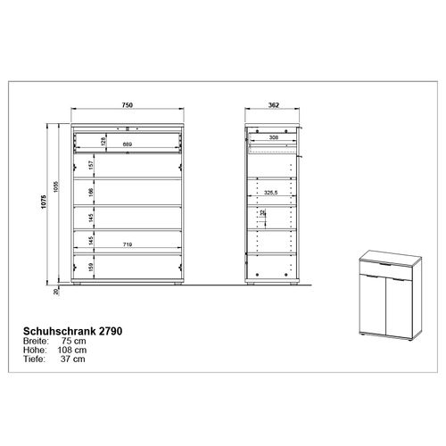 Meuble à Chaussures Bois 2 Portes 1 Tiroir Timo