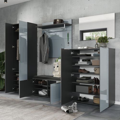 Penderie Murale Design Verre Gris 5 Crochets 1 Penderie Artom