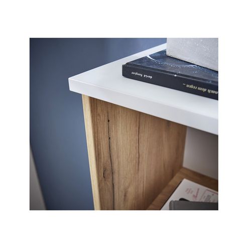 Armoire Classeur De Bureau Avec Compartiments Aspect Chêne Et Blanc Leonie