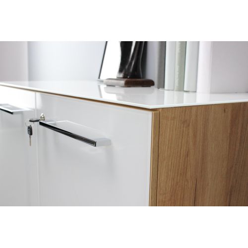 Armoire Deux Portes 120 Cm Blanche Et Aspect Chêne Next