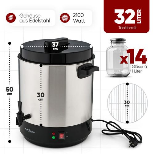 Stérilisateur à Bocaux 32l Inox  PC-eka1283-inox