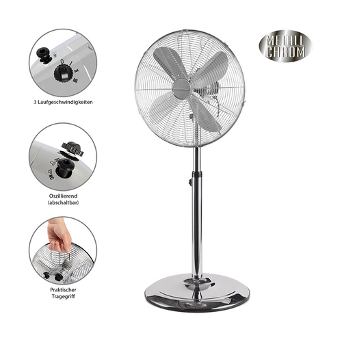 Ventilateur Sur Pied Design Inox 40cm PC-vl 3064 Ms