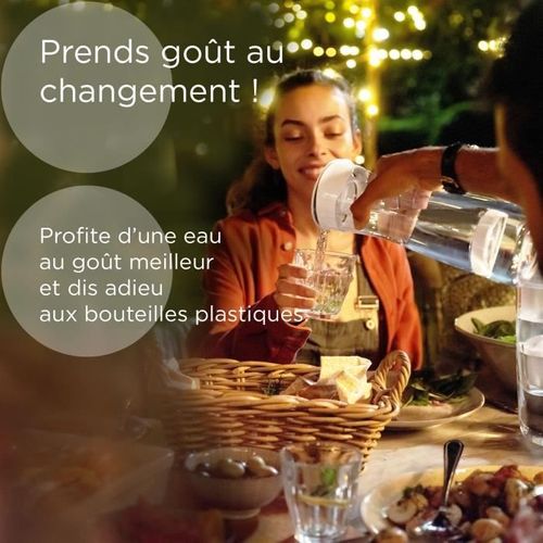 Bouteille Filtrante - Blanc Graphite - 6 Filtres Microdisc Inclus