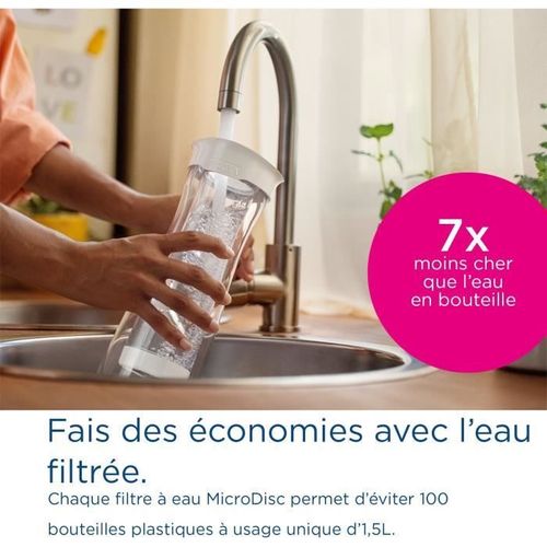 Bouteille Filtrante - Blanc Graphite - 6 Filtres Microdisc Inclus
