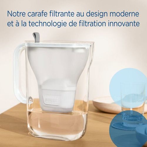 Carafe Filtrante - Style Bleu - Capacité 2,4l Dont 1,4l D'eau Filtrée - 3 Mois Maxtra Pro