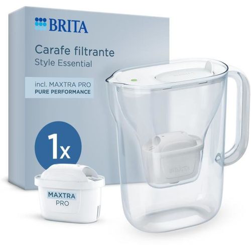 Carafe Filtrante - Style Essential Blanche - 2,4l Dont 1,4l D'eau Filtrée - 1 Filtre Maxtra Pro Pure