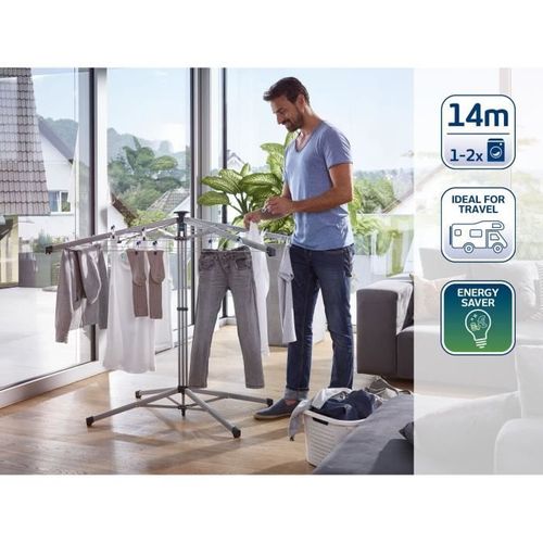 Séchoir Parapluie 140 Linopop-up 82500, Étendoir Intérieur Et Extérieur Avec 14m D'étendage, Trans