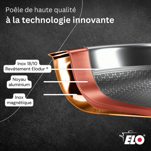 Sautoir 28 Cm En Inox 18/10 Avec Couvercle Elo Relief Evolution