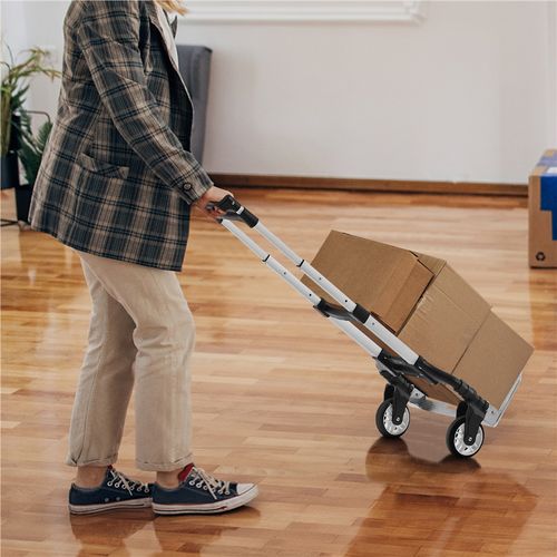 Diable Pliant Chariot De Transport En Aluminium Réglable En Hauteur Avec Bandes Élastique