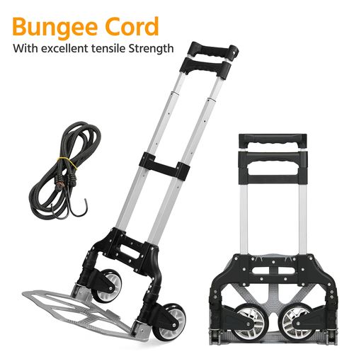 Diable Pliant Chariot De Transport En Aluminium Réglable En Hauteur Avec Bandes Élastique