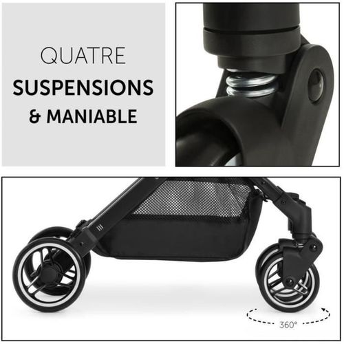 Poussette Compacte - Travel N Care - 4 Roues - Pliage à 1 Main - Noir