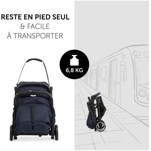 Poussette Compacte - Travel N Care - 4 Roues - Pliage à 1 Main - Bleu