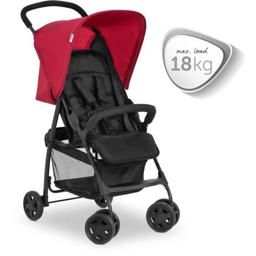 Poussette Canne - Sport - Pliable Et Inclinable - Capote Pare-soleil - 4 Roues - Noir / Rouge