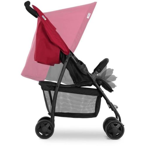 Poussette Canne - Sport - Pliable Et Inclinable - Capote Pare-soleil - 4 Roues - Noir / Rouge