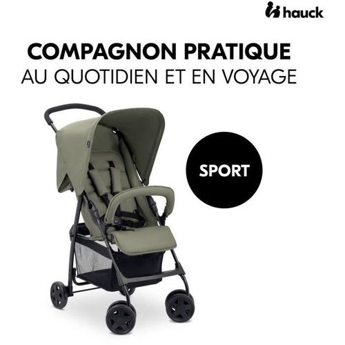 Poussette Canne - Sport - Pliable Et Inclinable - Capote Pare-soleil - 4 Roues - Olive