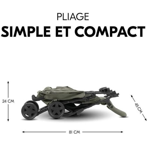 Poussette Canne - Sport - Pliable Et Inclinable - Capote Pare-soleil - 4 Roues - Olive