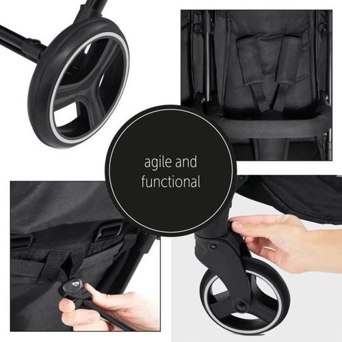 Poussette Double - Swift X Duo - 4 Roues - Pliage à 1 Main - Noir