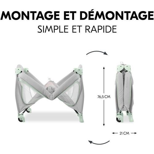 Lit De Voyage Sleep N Play Go Plus - 60x120 Cm - Des La Naissance - Pliable - Roulettes - Dusty Mint