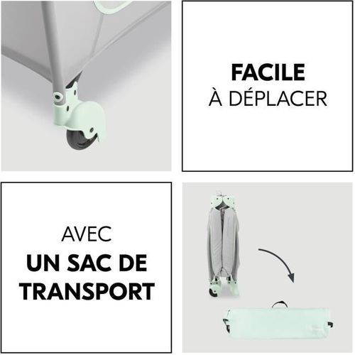 Lit De Voyage Sleep N Play Go Plus - 60x120 Cm - Des La Naissance - Pliable - Roulettes - Dusty Mint