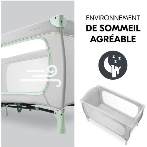Lit De Voyage Sleep N Play Go Plus - 60x120 Cm - Des La Naissance - Pliable - Roulettes - Dusty Mint