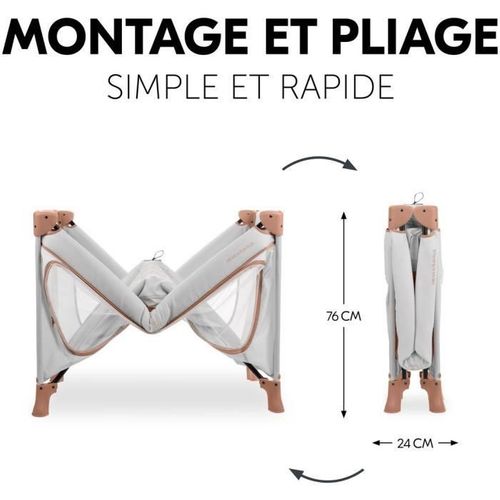 Lit Parapluie Dream N Play Plus - Gris Et Orange 60 x 120 cm