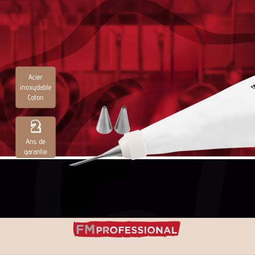 Poche à Douille Professionnelle Réemployable Et 3 Douilles Inox 28 Cm Pâtisserie