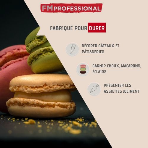 Poche à Douille Professionnelle Réemployable Et 3 Douilles Inox 28 Cm Pâtisserie