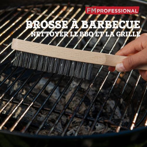 Brosse à Nettoyer Le Barbecue 28 Cm Bois Et Acier Fm Professional