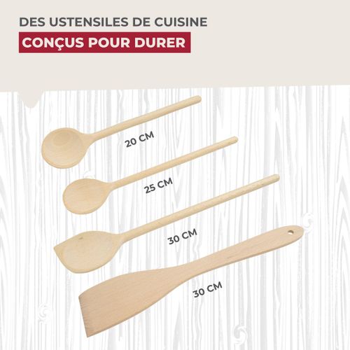Set De 4 Ustensiles De Cuisine En Bois Fsc Fackelmann Nature