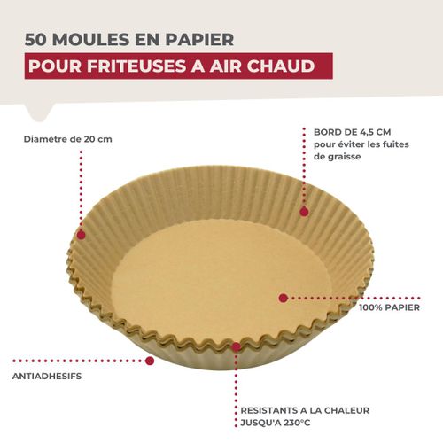50 Moules En Papier Air Fryer Ronds 20 Cm Fackelmann