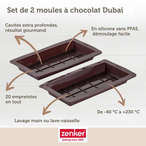 Deux Moules à Tablettes Chocolat De Dubaï En Silicone Special Creative
